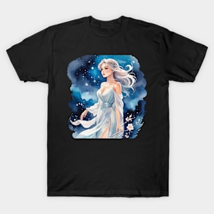 Anime Girl Watercolor Drawing T-Shirt